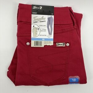 SEVEN 7 Vintage Tummy Less Skinny Leg Mid Rise Red Jeans Women's Size 10 NWT